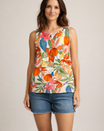 White Multi Camryn Flared Top