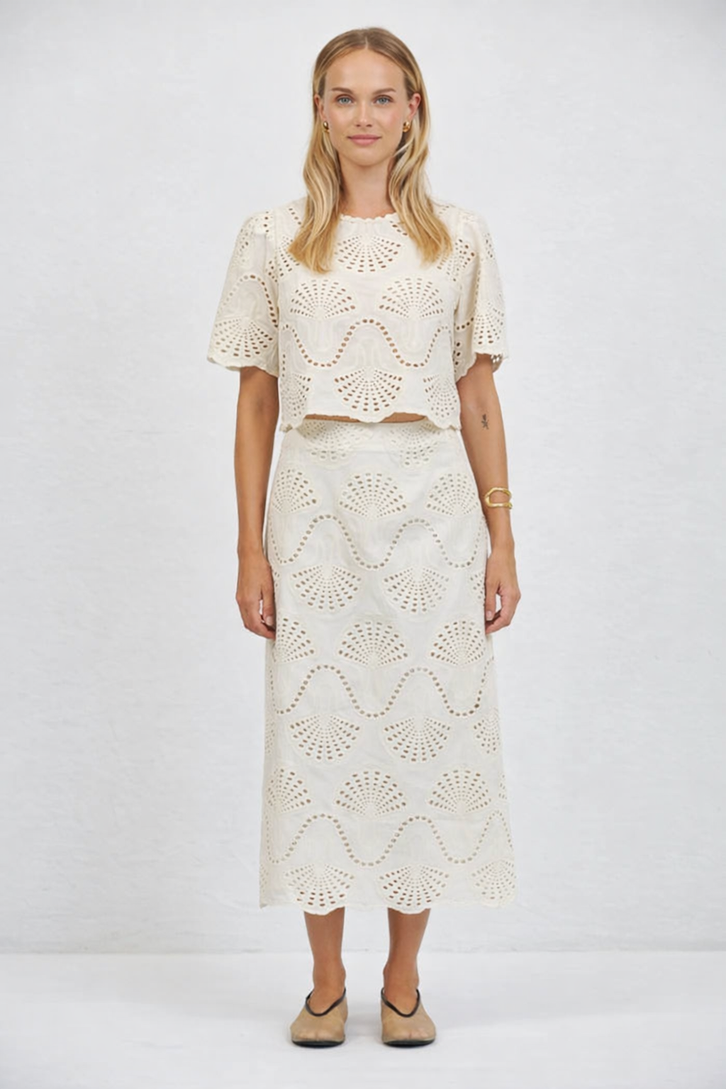 Natural Cannes Eyelet Skirt