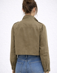 Olive Funnel Twill Woven Jacket