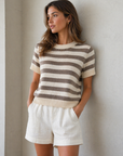 Mocha Stripe Laila Top