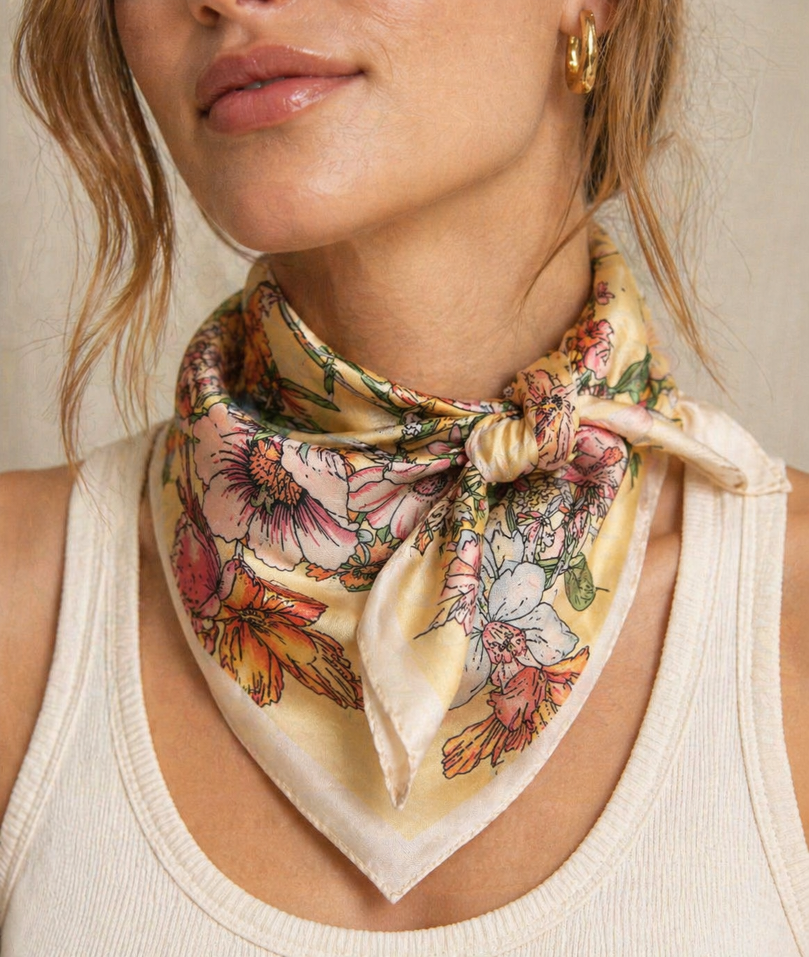 Mustard Floral Symphony Scarf