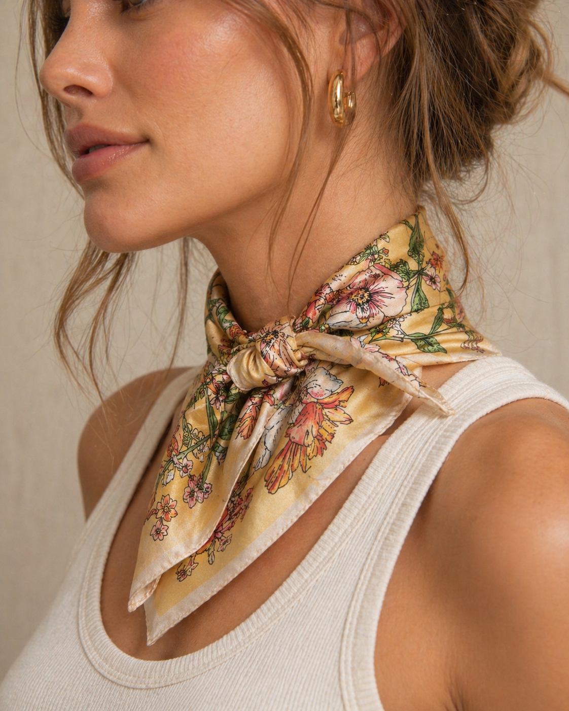 Mustard Floral Symphony Scarf
