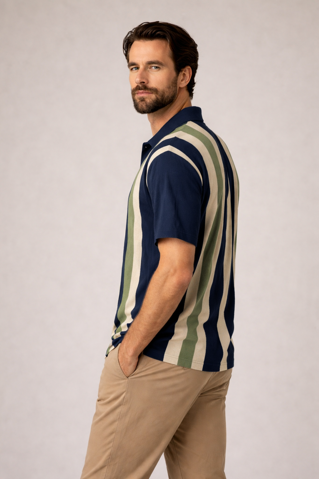 Navy &amp; Green Velzy Knitted Shirt