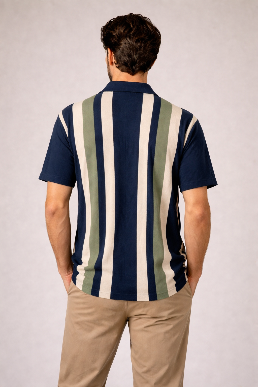 Navy &amp; Green Velzy Knitted Shirt