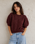Aubergine Hallie Cable Knit Top - G258WT6098