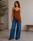 Camel Valorie Asymmetric Lace Cami - G268T7632