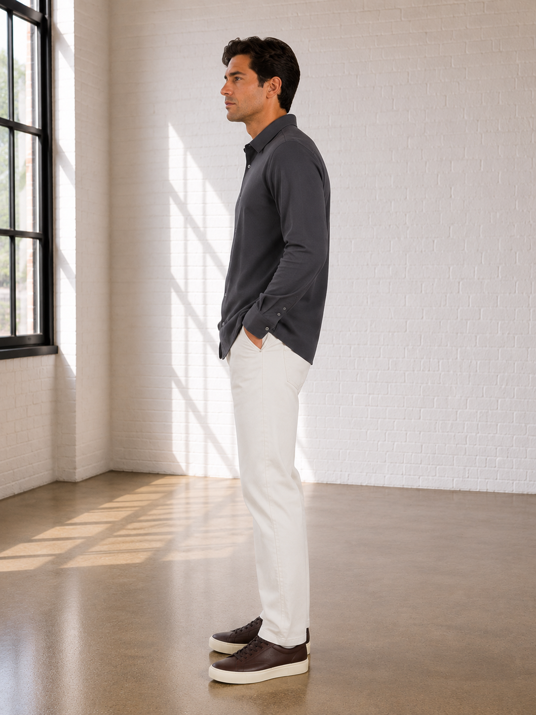 Navy Girona Long Sleeve Shirt - SMKL-7777