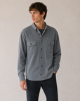 Steel Blue Twill Neptune Knit Sweater Shirt