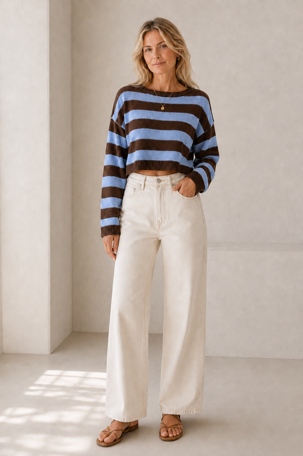 Chocolate Brown Striped Bella Sweater