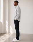 Grey White Twill Neptune Knit Sweater Shirt