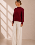 Wine Uptown Mock Sweater - W1070