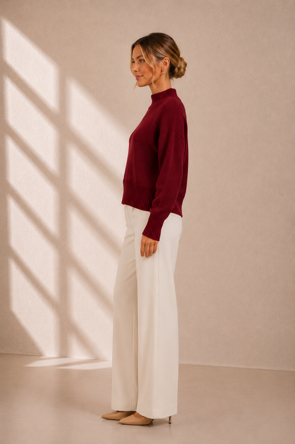 Wine Uptown Mock Sweater - W1070