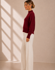 Wine Uptown Mock Sweater - W1070