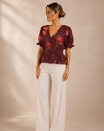 Wine Irene Blouse - L10092T1
