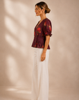 Wine Irene Blouse - L10092T1