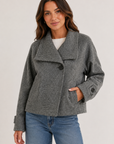 Charcoal Boston Oversized Collar Jacket - LJ3589