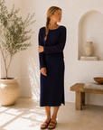 Navy Madison Ribbed Sweater - W2288