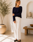 Navy Madison Ribbed Sweater - W2288