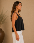 Black Ginny Satin Tank - T14095
