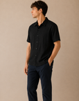 Black Napoli Short Sleeve Shirt - SMK-8266
