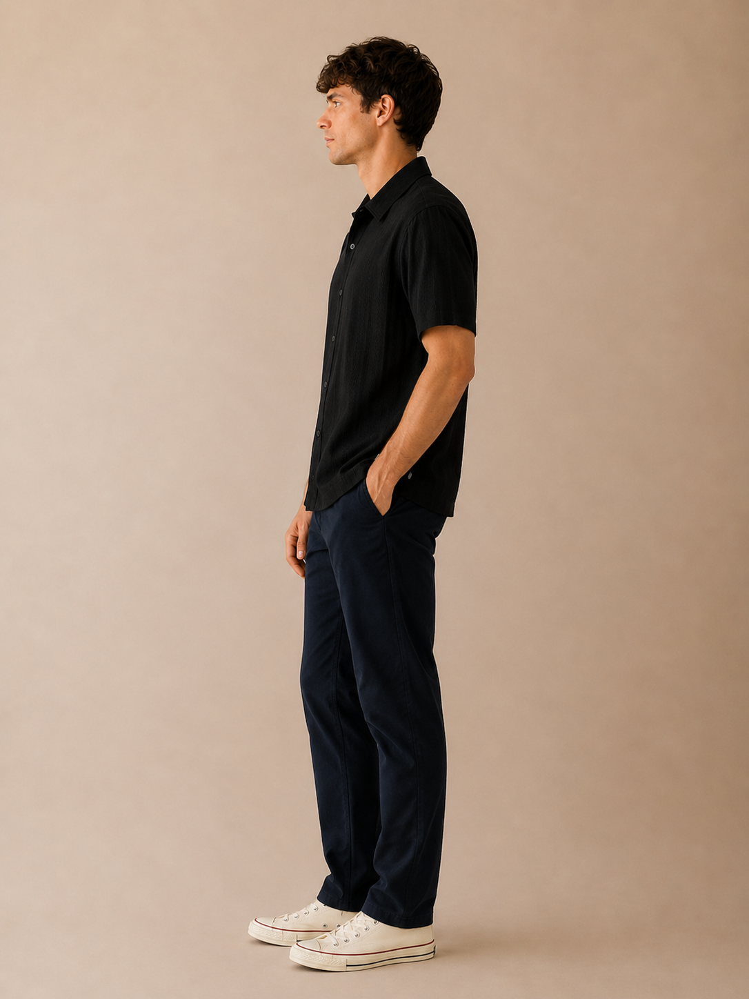 Black Napoli Short Sleeve Shirt - SMK-8266