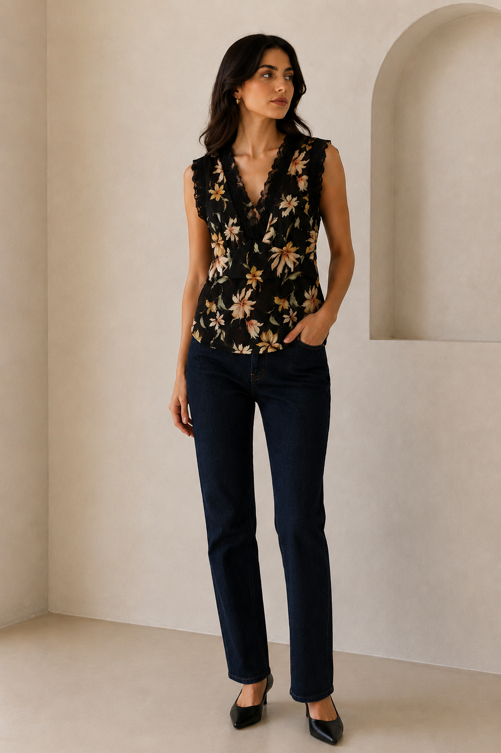 Black Multi Ivette Top - L10148