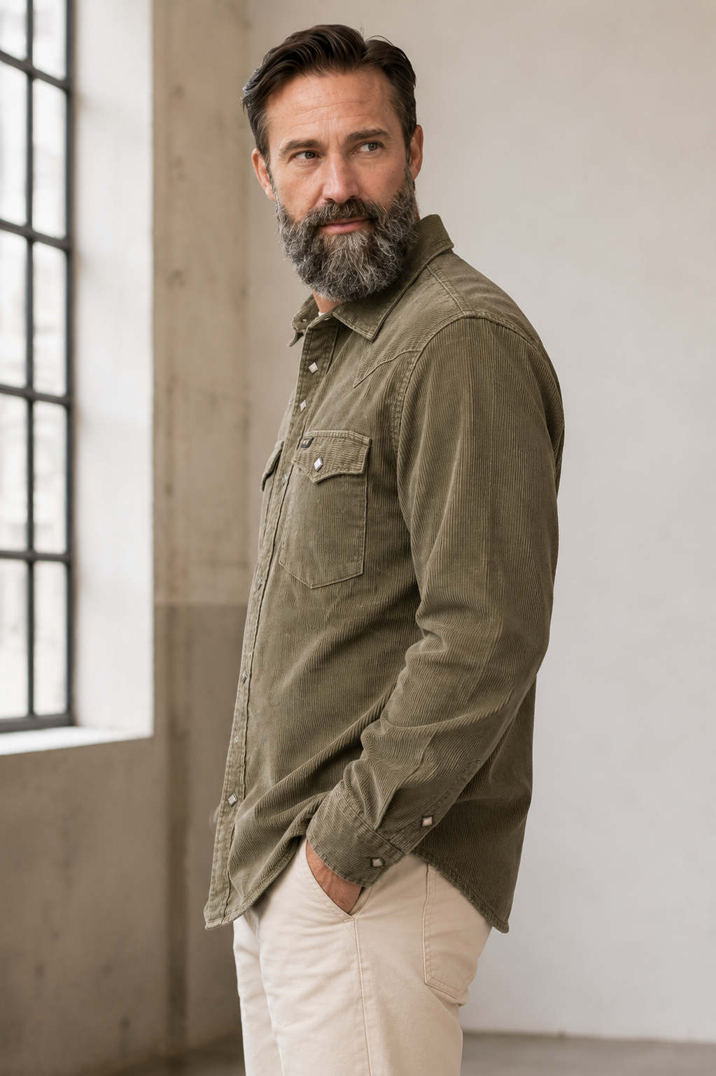 Aloe Banning Corduroy Snapshirt - 222526F