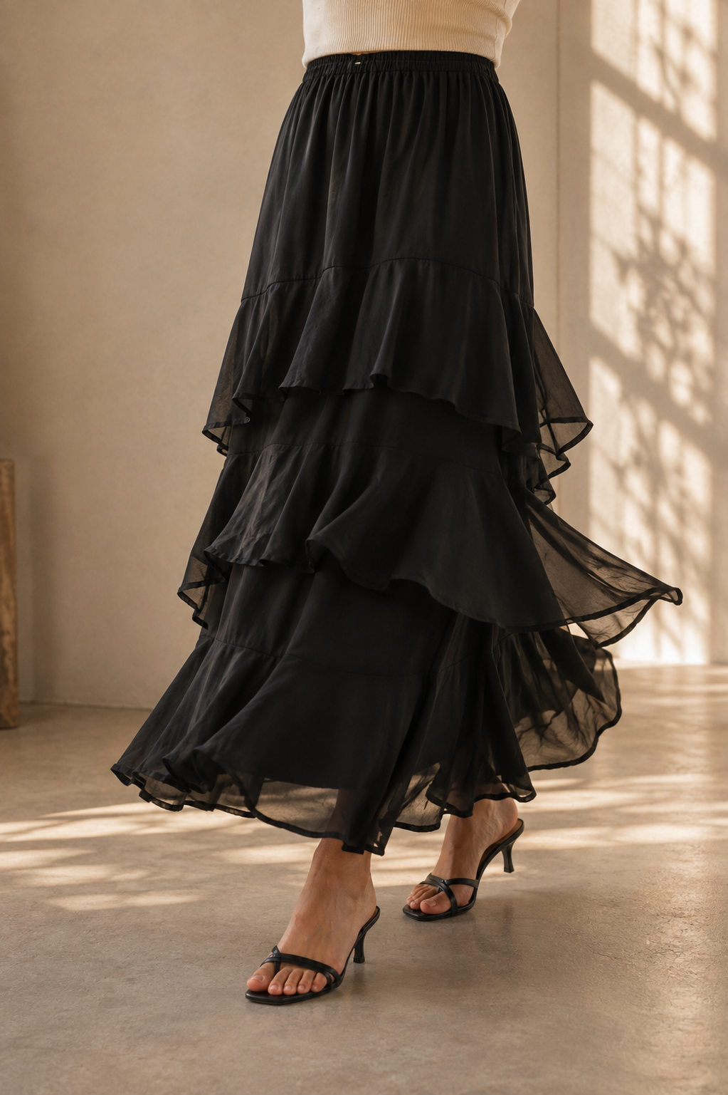 Black Antonella Ruffle Skirt