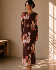 Brown Blurred Floral Bradshaw Maxi Dress - PNPEQ3263439