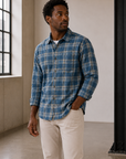 Blue Indigo Plaid Classic Stretch Selvage Shirt - 3250104141753