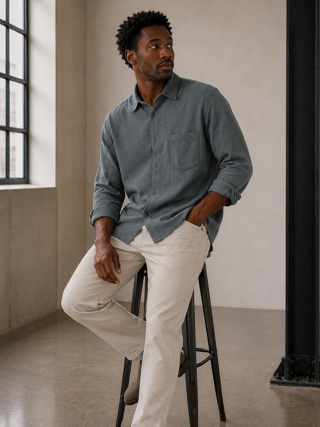 Balsam Mini Stripe Classic Stretch Selvage Shirt - 3260104142140