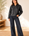 Black Academy Vegan Leather Bomber - LJ3591