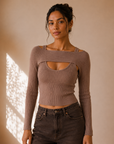 Taupe Davina Top - ATS8660