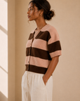 Pink & Brown Lily Sweater Top - 7473WS
