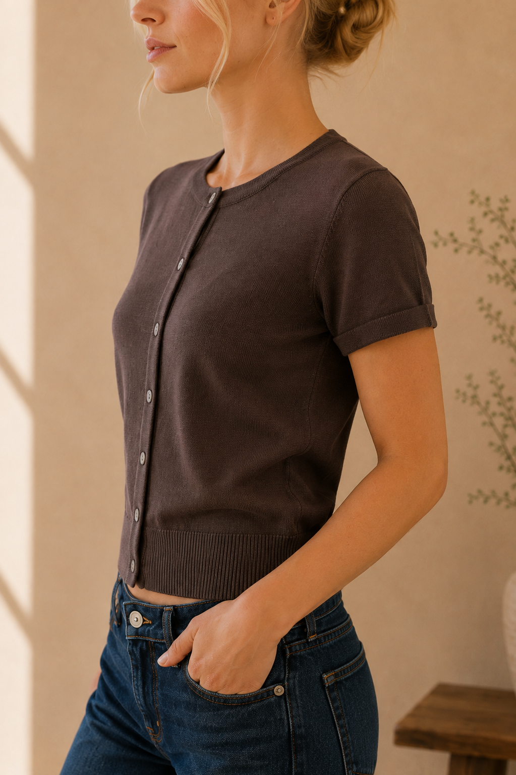 Dark Brown Corinne Top - TM1979
