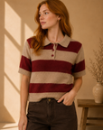 Dusty Pink & Burgundy Bethany Sweater Top - 7500WS