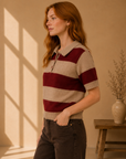 Dusty Pink & Burgundy Bethany Sweater Top - 7500WS