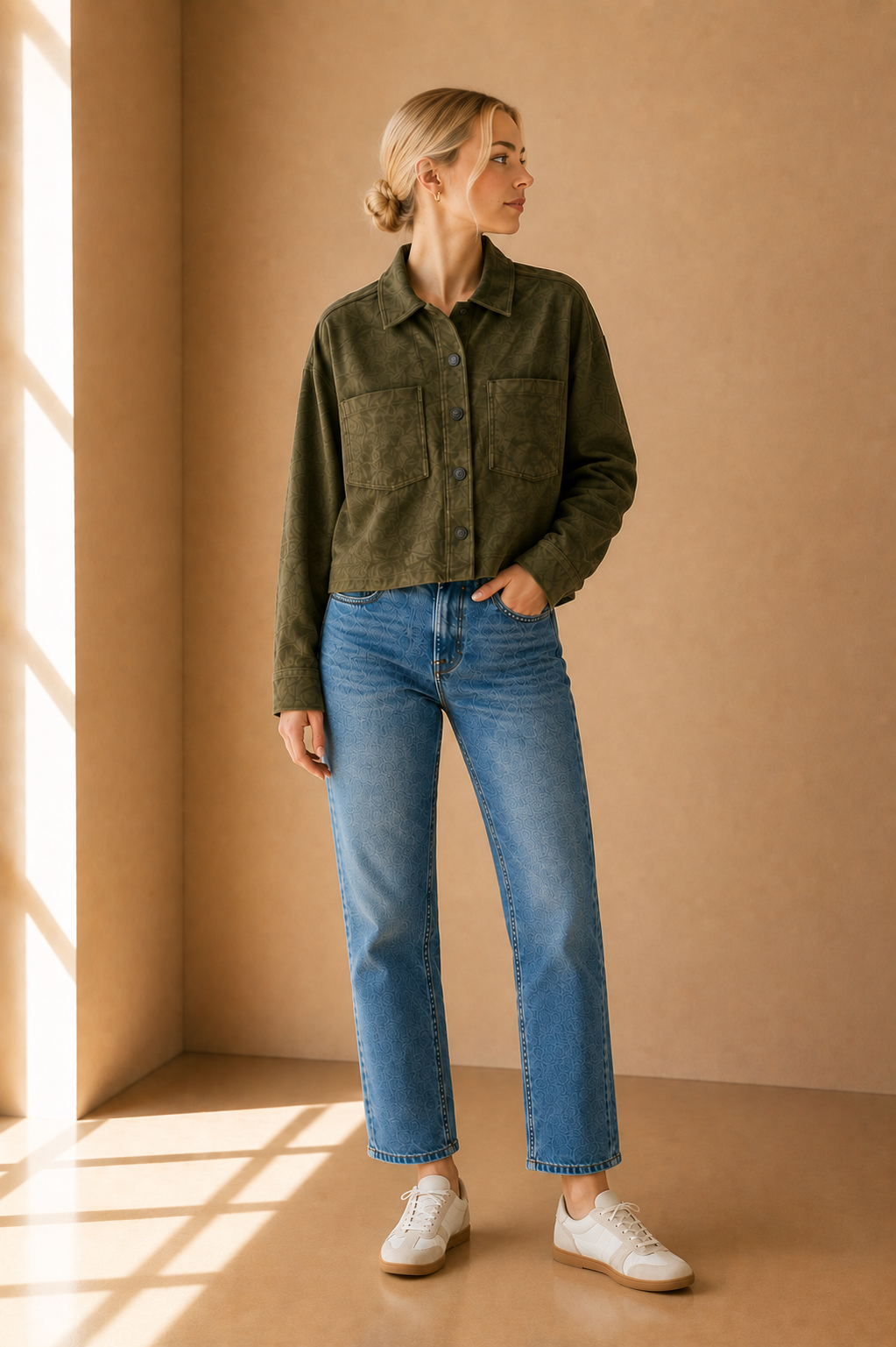 Monstera All Day Cropped Suede Jacket - ZJ253339