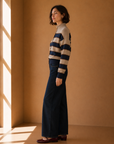 Taupe & Navy Stripe Hilly Sweater - OAR1421