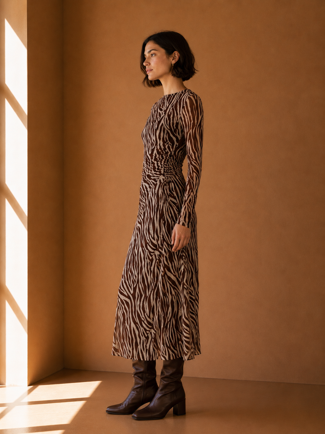 Velvet Rouge Sevilla Zebra Mesh Midi Dress - ZD263544