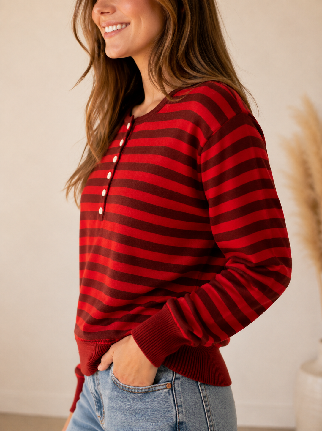 Burgundy &amp; Poppy Elliana Top - TAR1509