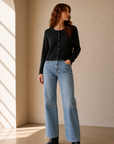 Black Medina Pointelle Cardigan
