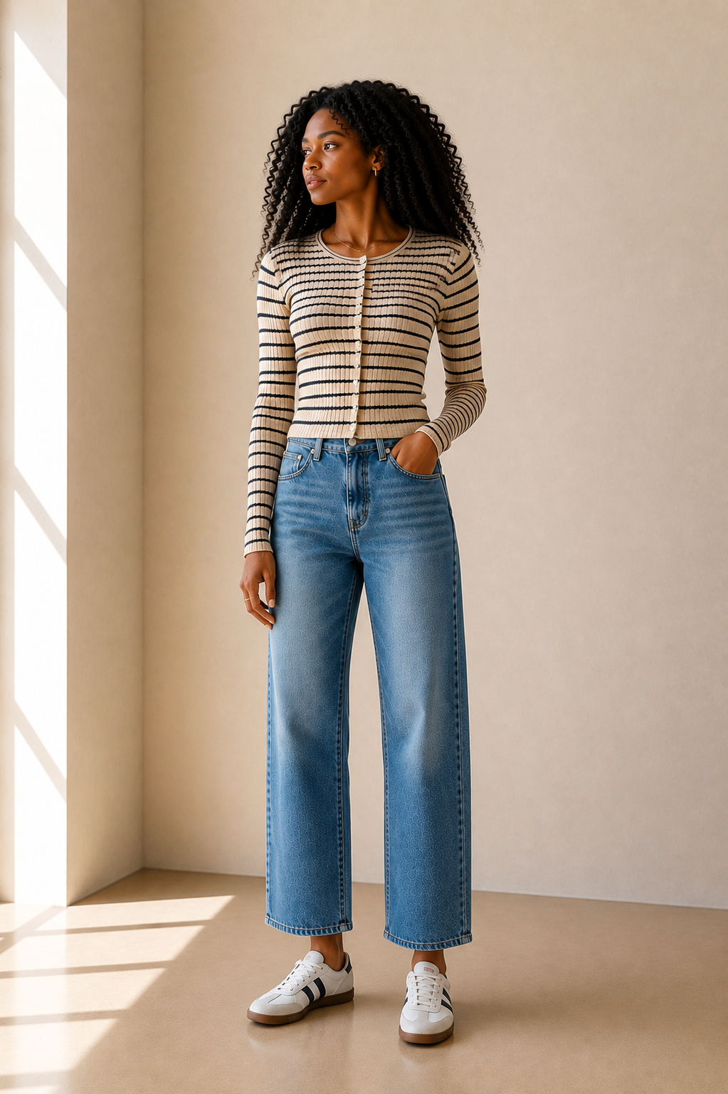 Chalk Rosanna Stripe Sweater Top - ZW263315