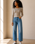 Chalk Rosanna Stripe Sweater Top - ZW263315