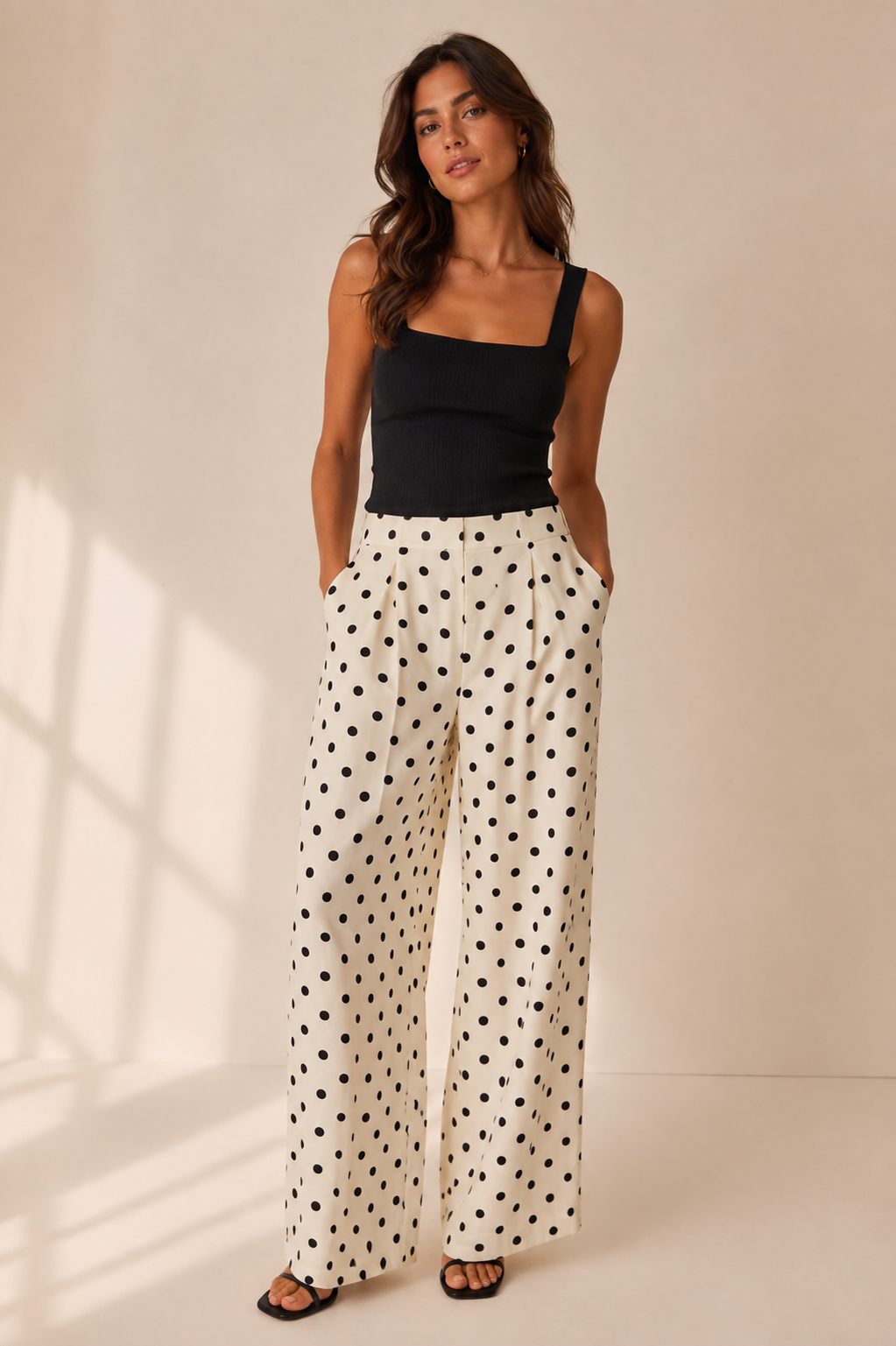 White Melody Pleated Wide Leg Pants