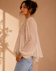 Blush Nouvelle Floral Mock Woven Top