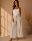 Stripe High Rise Wide Leg Pants - V3836STR