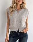 Heather Grey Lucy Sleeveless Cardigan