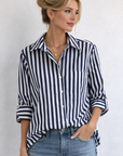 Indigo Blue Stripe Valencia Button Up