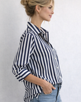 Indigo Blue Stripe Valencia Button Up